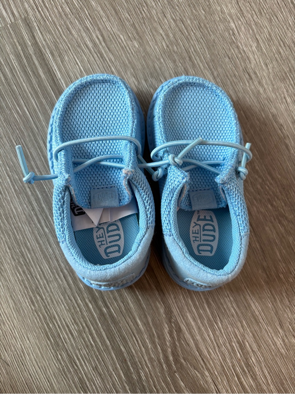 Hey Dude Kids Light Blue Knit Slip-On Moccasins